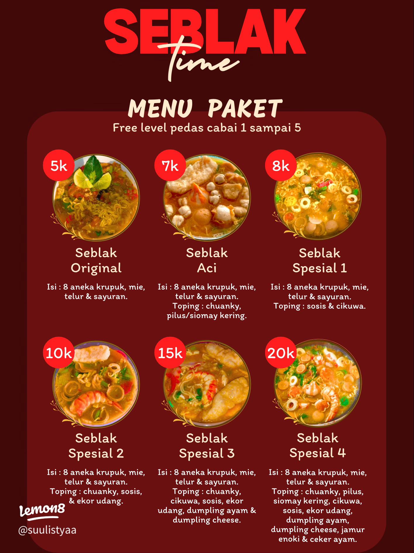 Menu Seblak Pedas